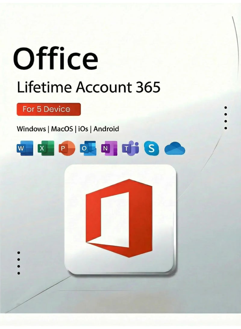 Office - حساب Office 365 مدى الحياة لـ 5 أجهزة | ويندوز، أندرويد، ماك، iOS وعلى الإنترنت | الترخيص الرقمي